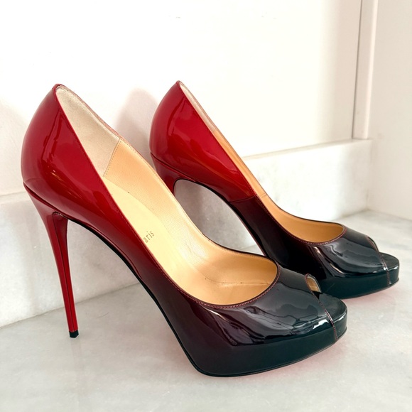 Christian Louboutin Very Prive 120 Patent Red Maroon Gradient Heels EU 40.5 - Picture 5 of 12